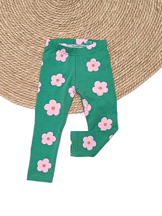 Legging bloemen op groen