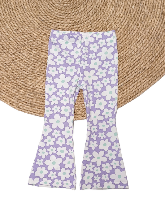 Flared broek bloemen op lila