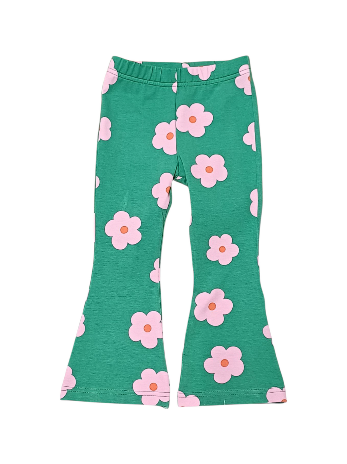 Flared broek bloemen op groen