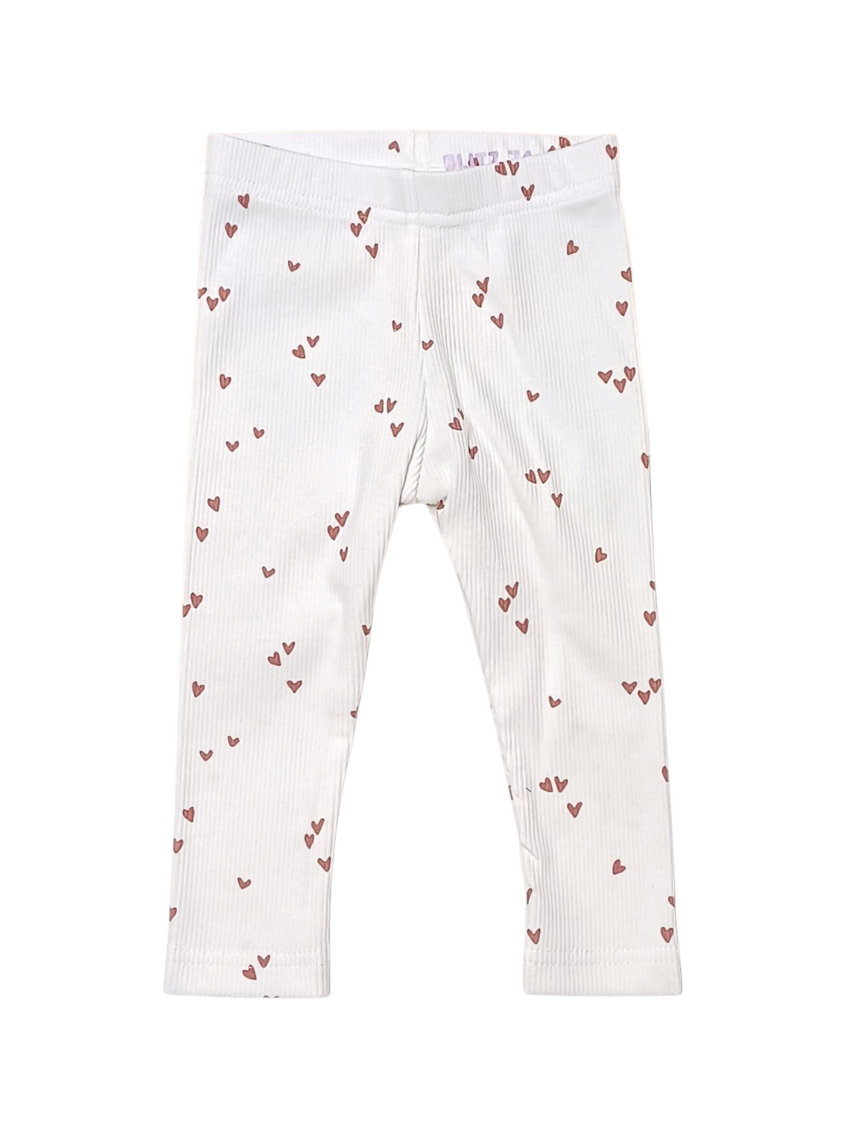 Legging rib hartjes op ecru