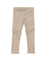 Legging rib hartjes beige/bruin