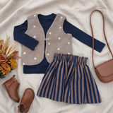 Gilet teddy bruin met madeliefjes