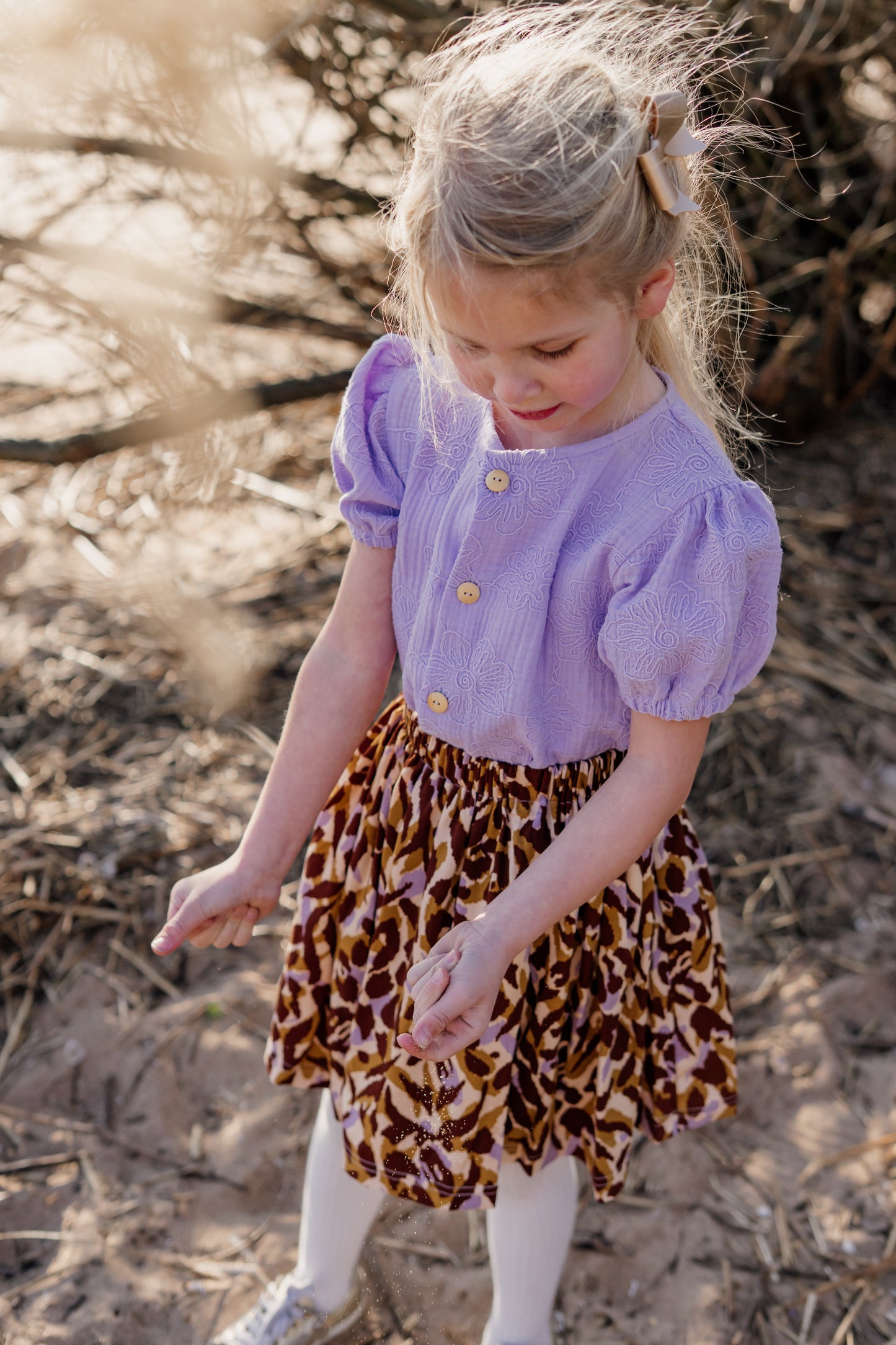 Blouse Fay broderie bloem lila