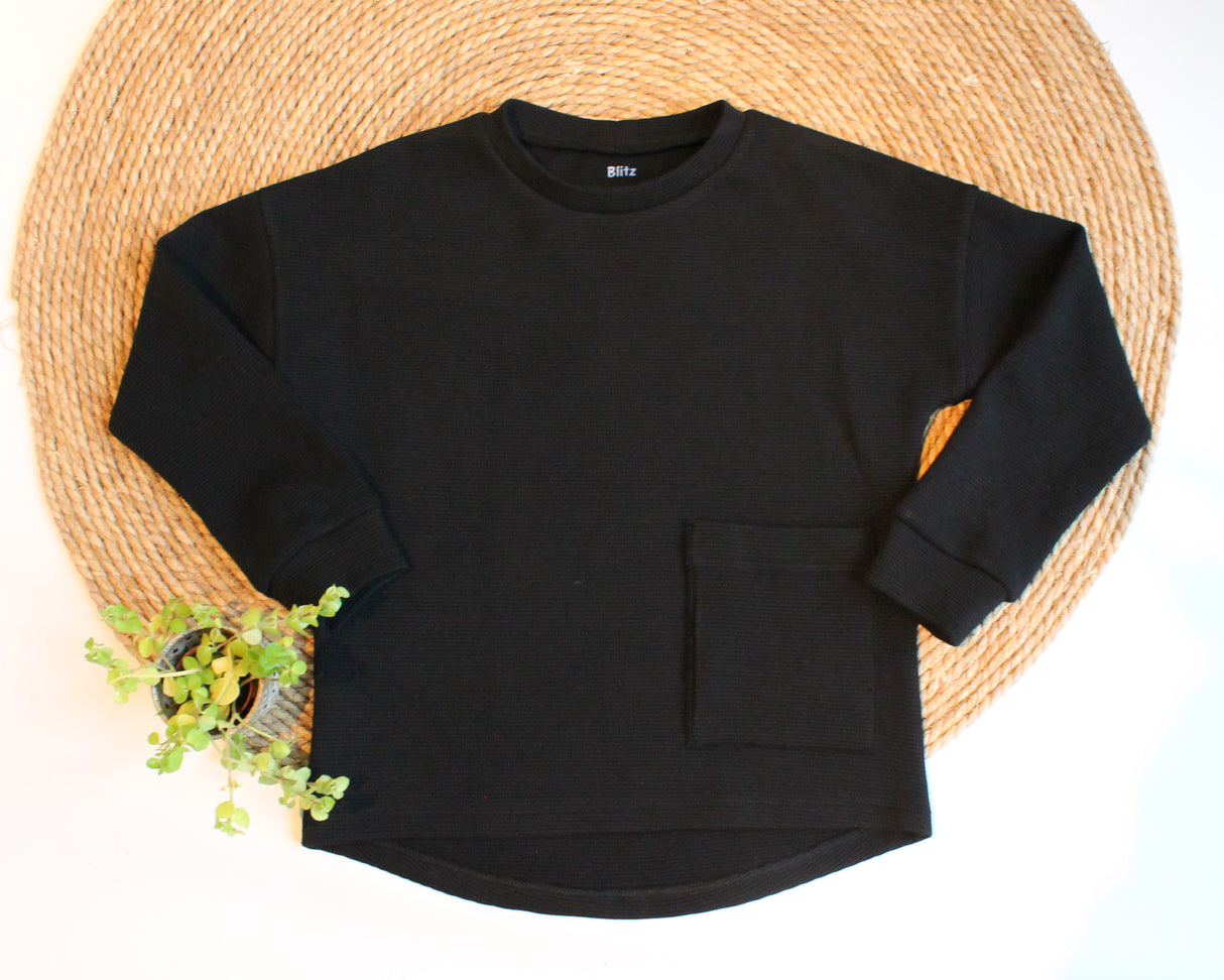 Sweater Vik wafel sweater in kleur naar keuze