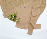 Loose fit longsleeve Nora wafel tricot in kleur naar keuze