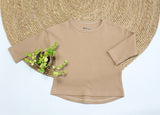 Loose fit longsleeve Nora wafel tricot in kleur naar keuze
