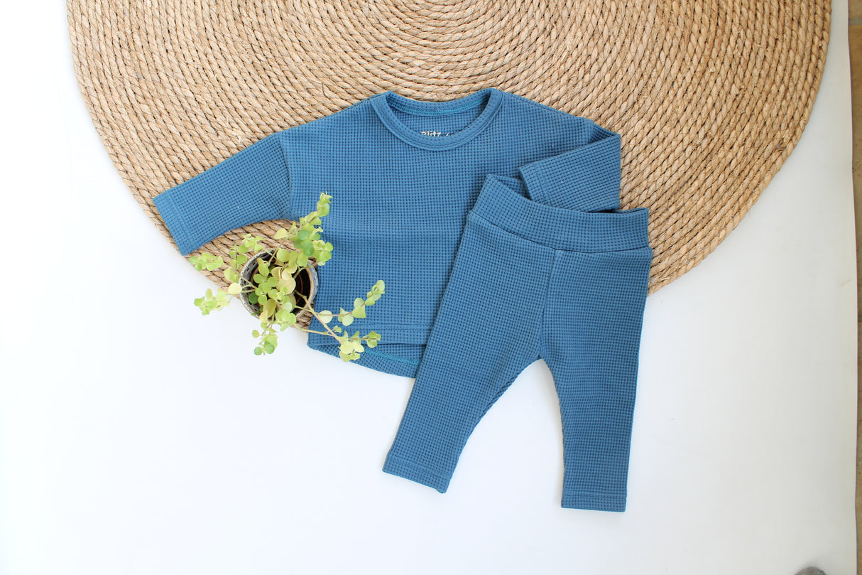 Loose fit longsleeve Nora wafel tricot in kleur naar keuze