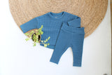 Loose fit longsleeve Nora wafel tricot in kleur naar keuze