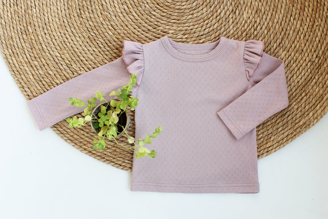 Basic Longsleeve Puck ajour tricot in kleur naar keuze