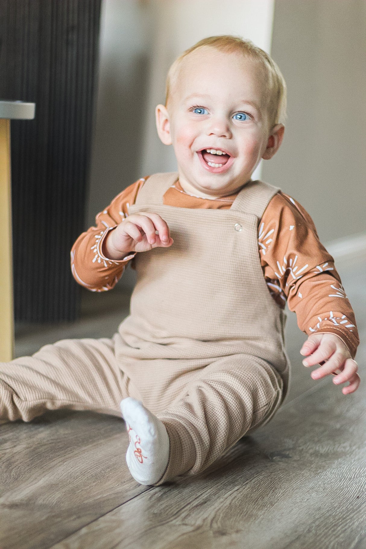 Tuinbroek Bobby wafel sweater in kleur naar keuze