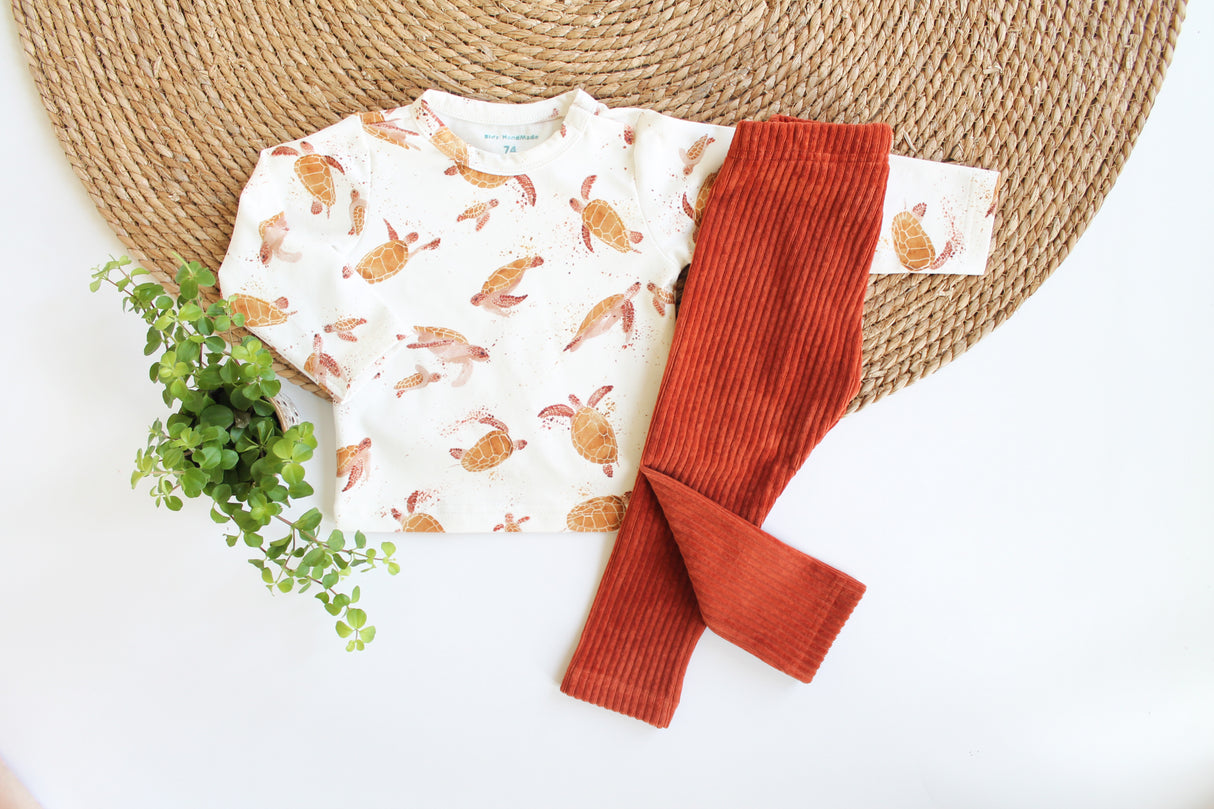 Legging brede rib roest