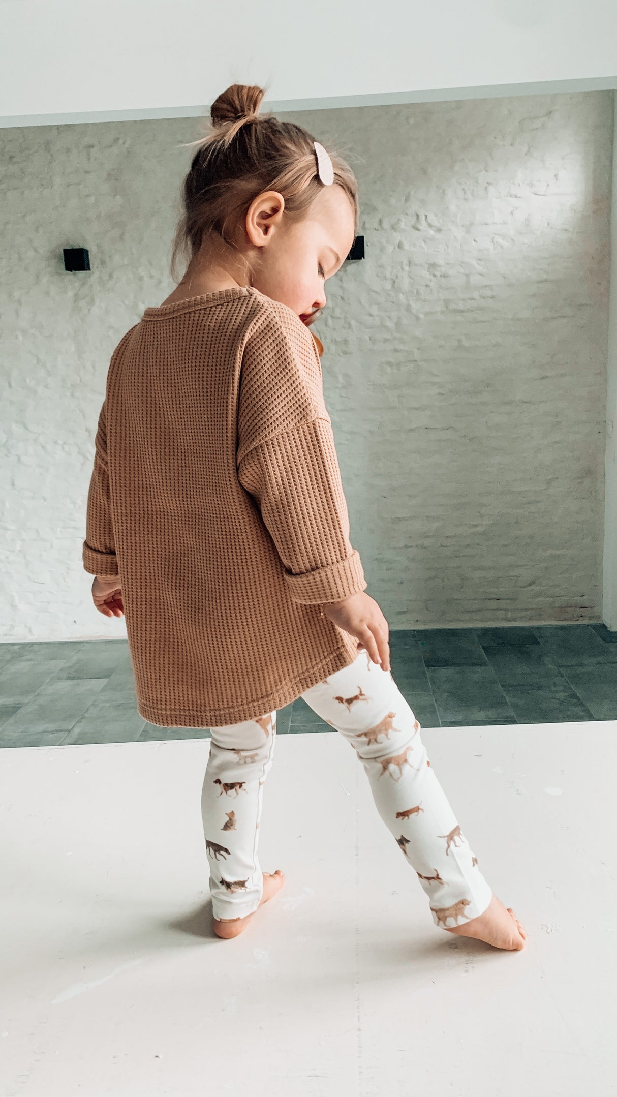 Loose fit longsleeve Nora wafel tricot in kleur naar keuze