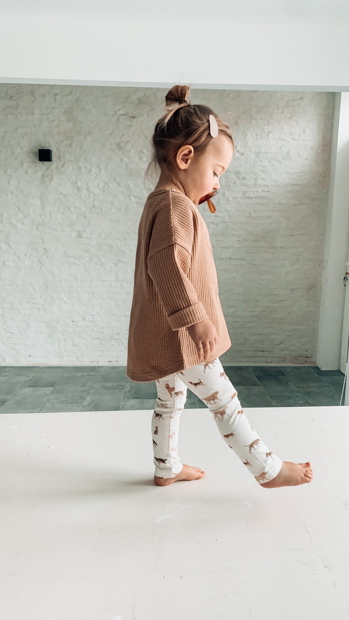 Loose fit longsleeve Nora wafel tricot in kleur naar keuze